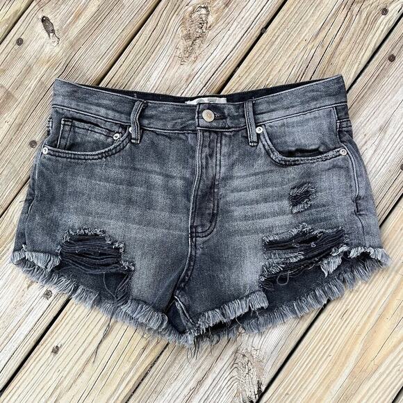 Free People We The Free Black Button Fly Denim Shorts Size 27 - Picture 1 of 11